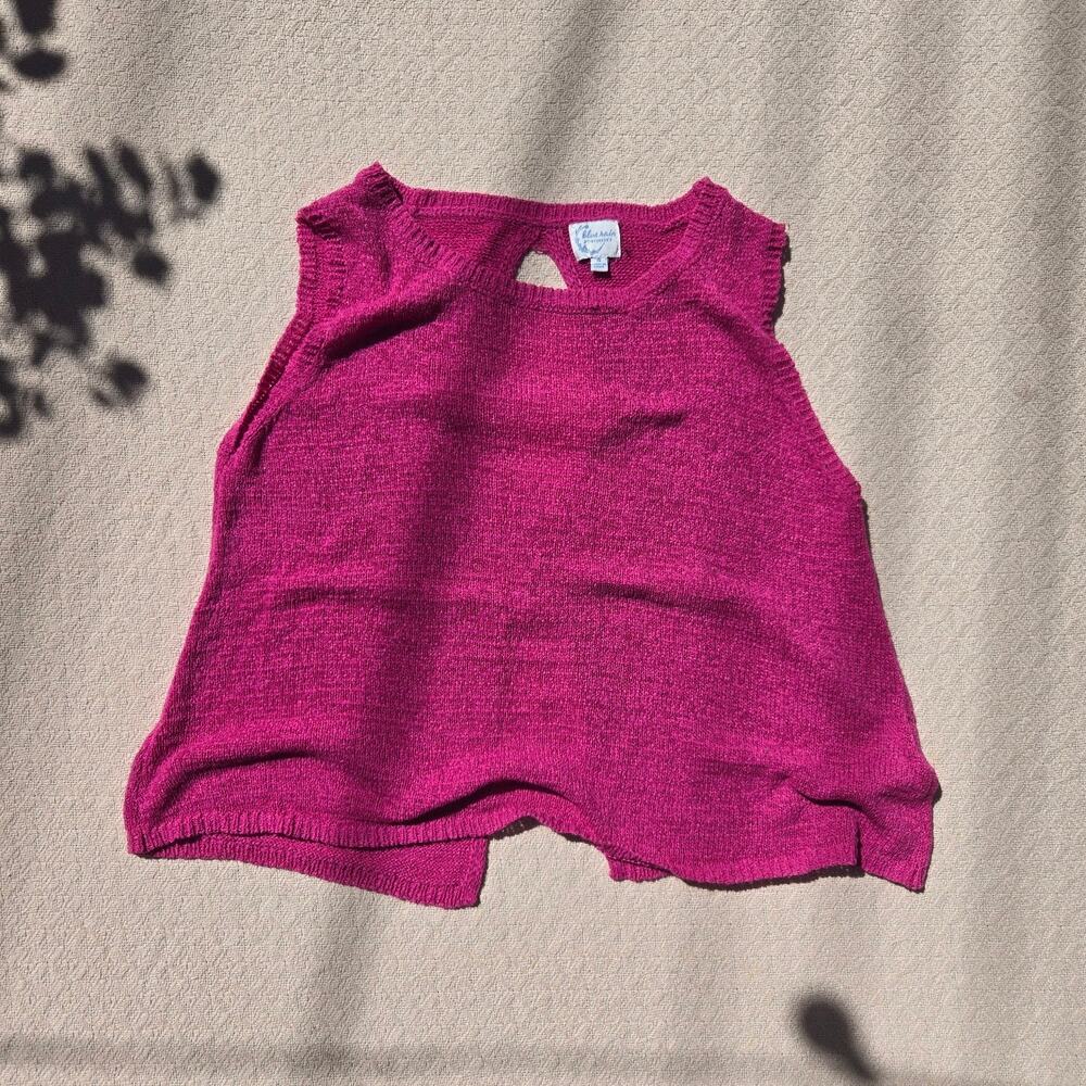 fuchsia pink twist back knit sweater tank small ♡
